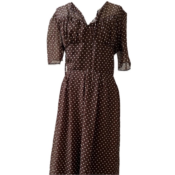 Hell Bunny Vixen 3XL Dress brown polka dotted Midi EUC - Picture 1 of 10